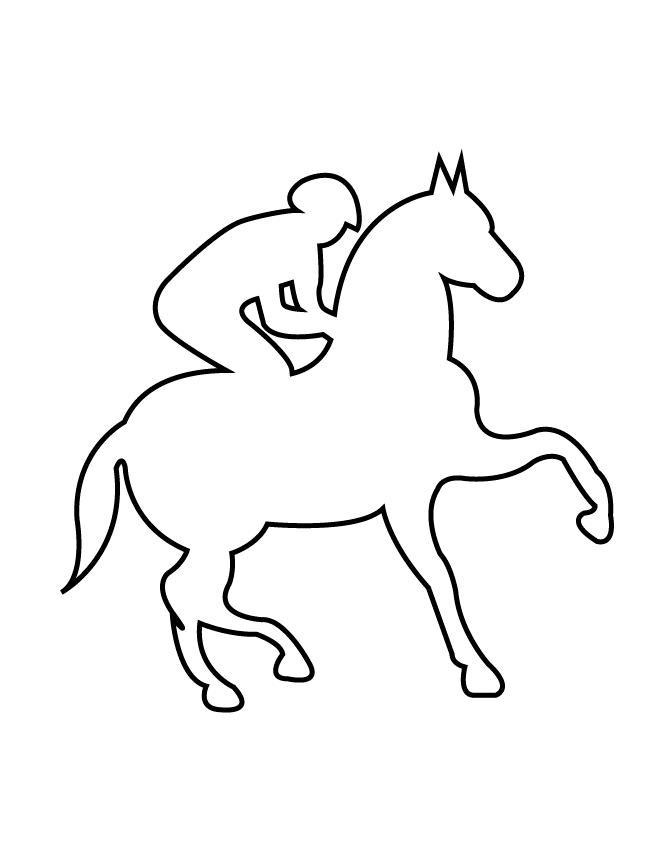 Horse And Jockey Stencil Coloring Page
