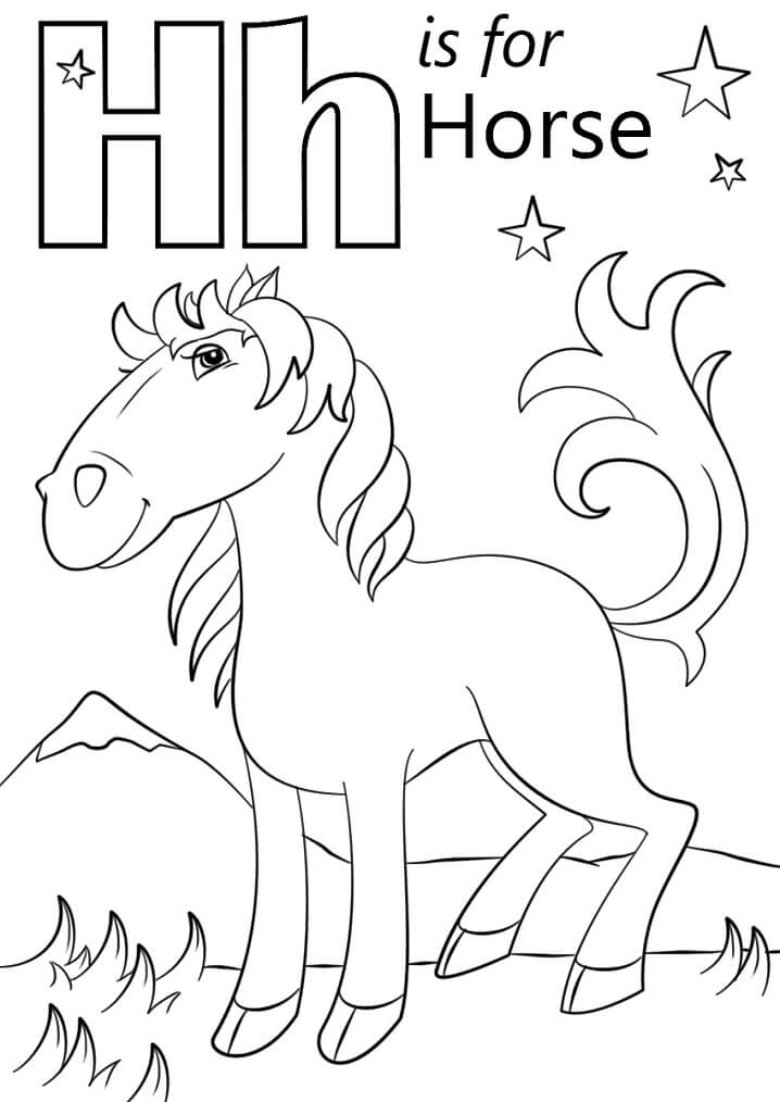 Horse Letter H Coloring Page