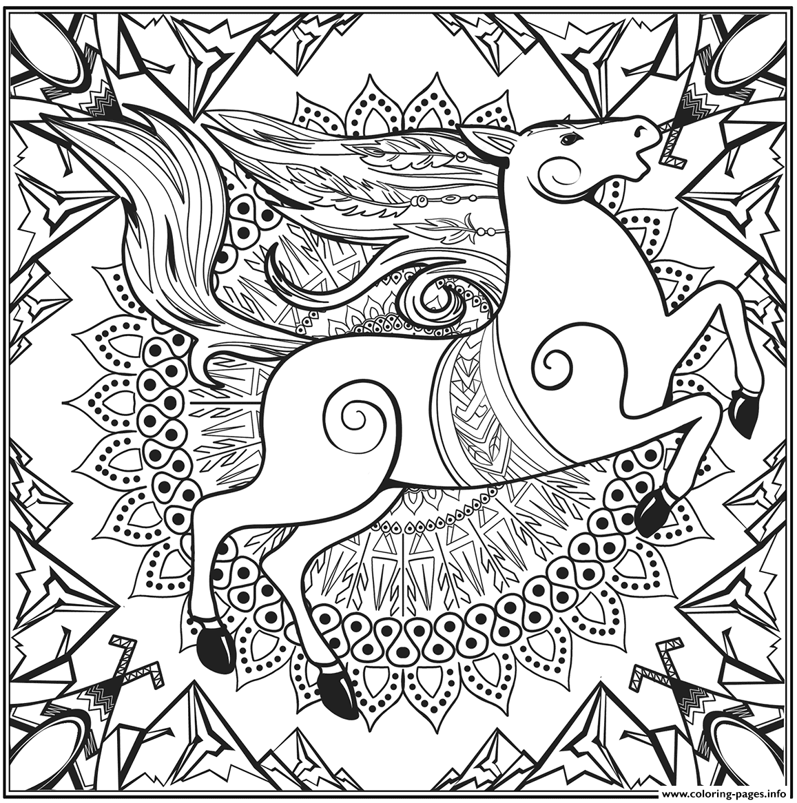 Horse Mandala Animal Coloring Page