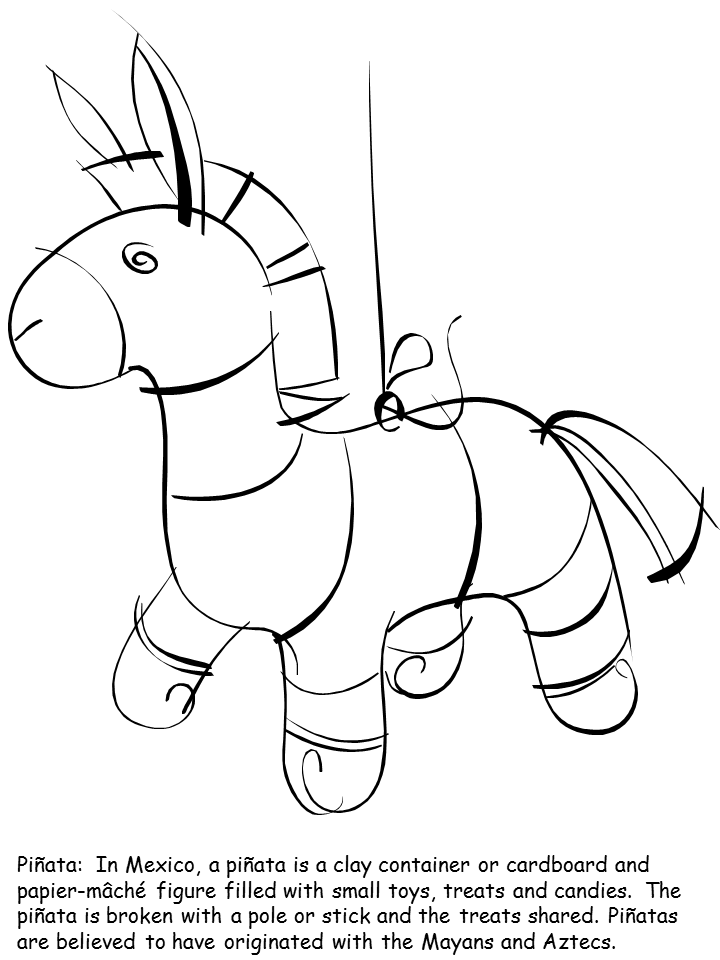 Horse Pinata With Text Coloring Page