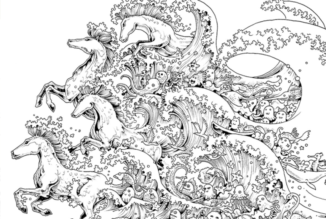 Horse Wave Coloring Page