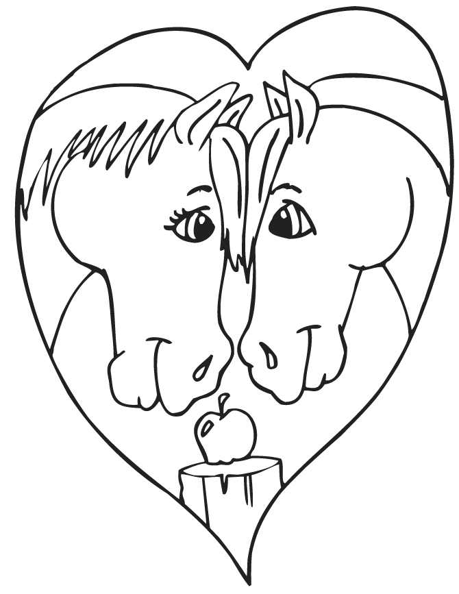 Horses In Love Coloring Page Coloring Page