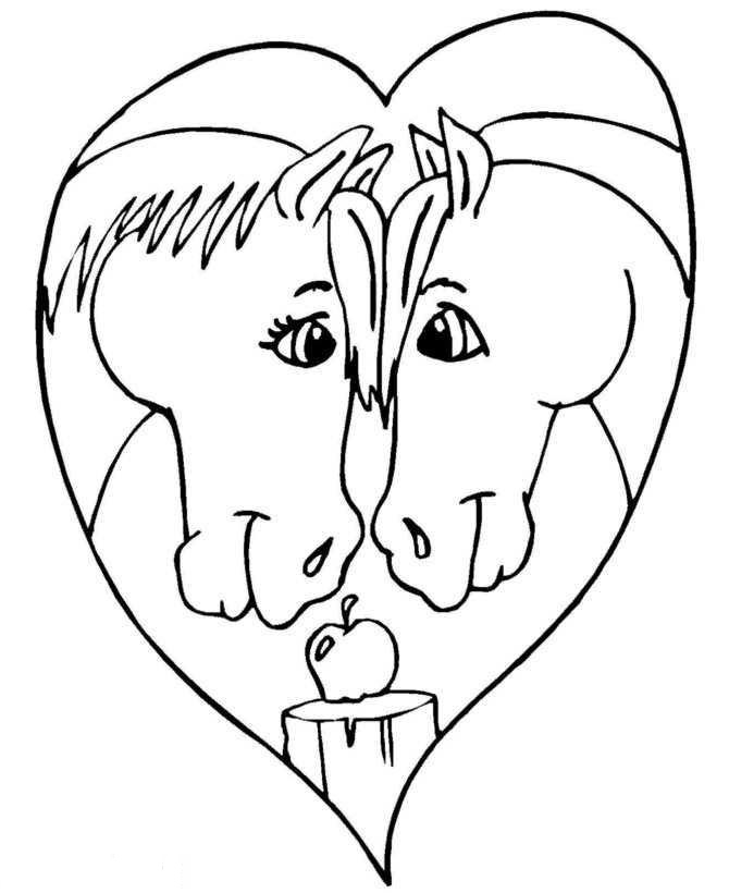 Horses In Love Coloring Page