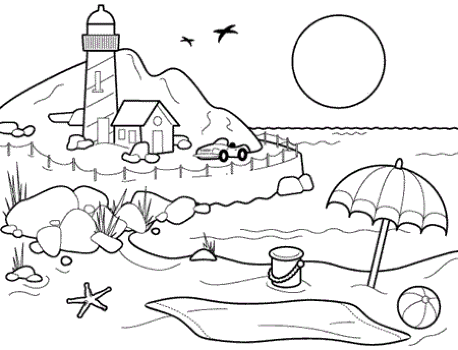 Hot Summer Beach S Printable For Preschoolersb123 Coloring Page