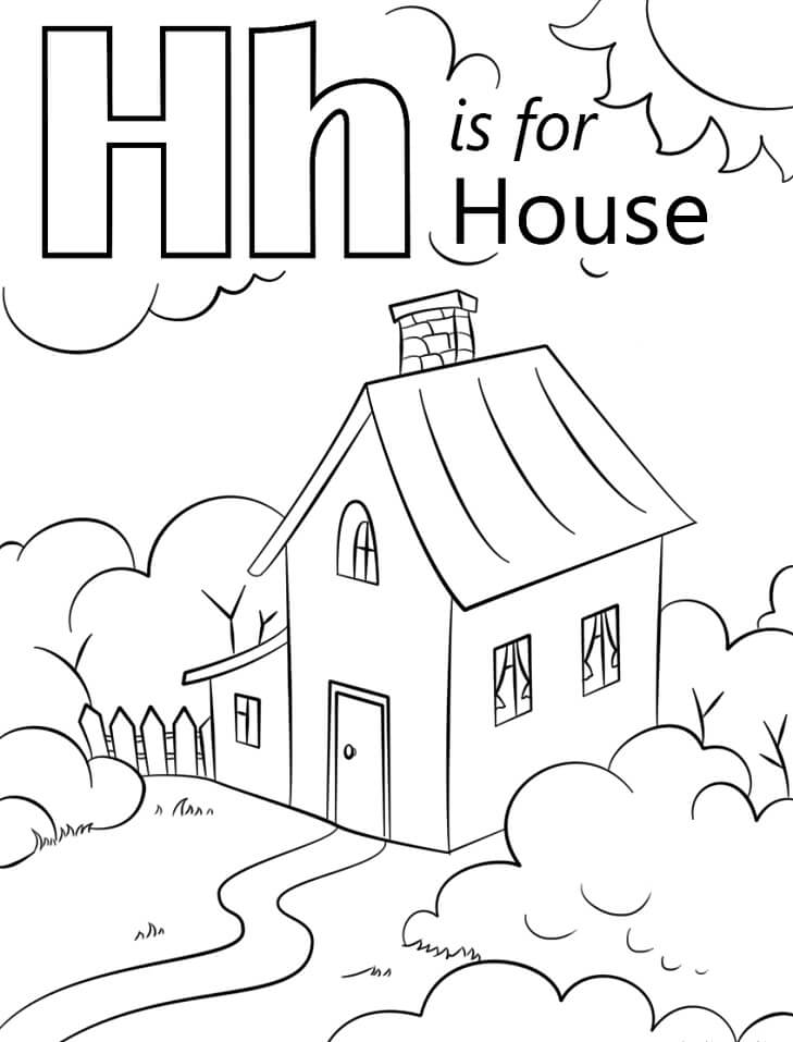 House Letter H Coloring Page