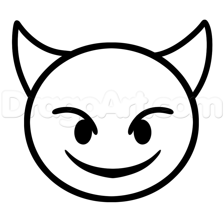 How To Draw Devil Emoji Step Coloring Page