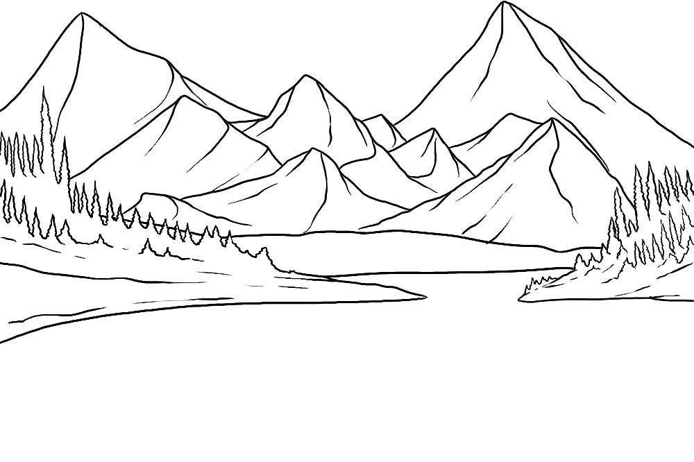 Huge Mountain Coloring Page