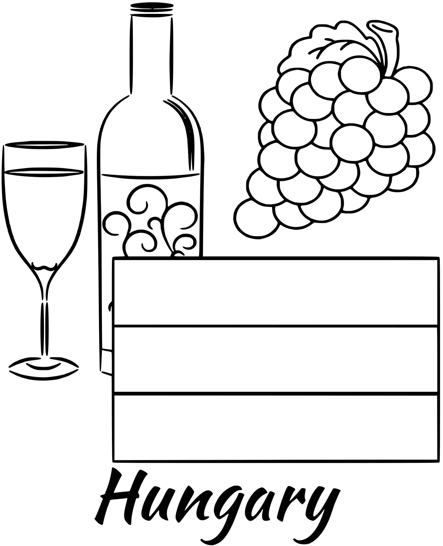Hungary Flag Wine Coloring Page