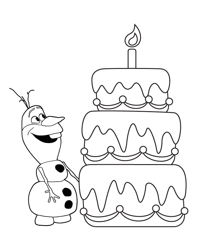 Hungry Olaf Three Layer Cake Colouring Page Coloring Page