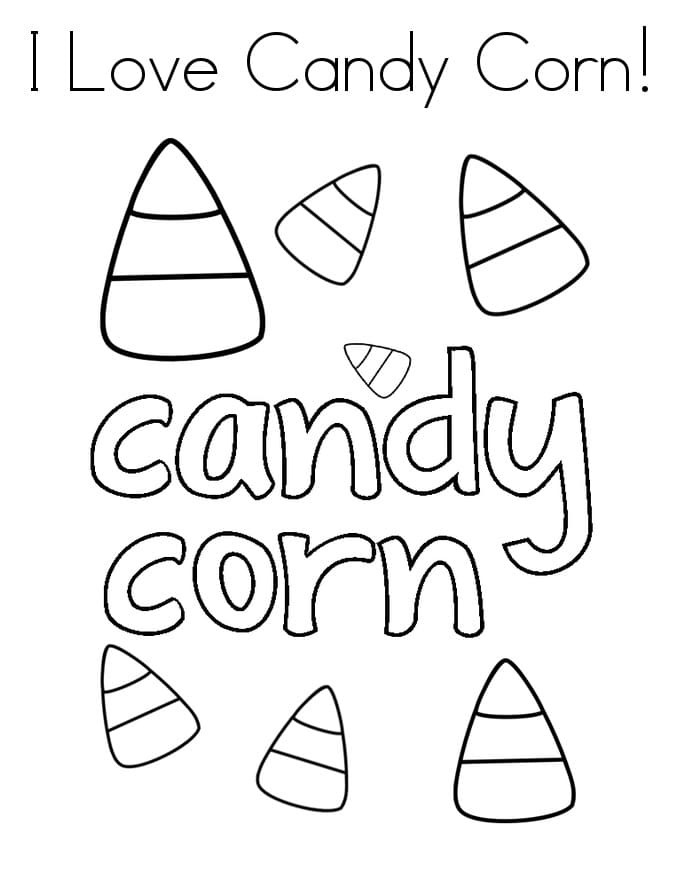 I Love Candy Corn Coloring Page