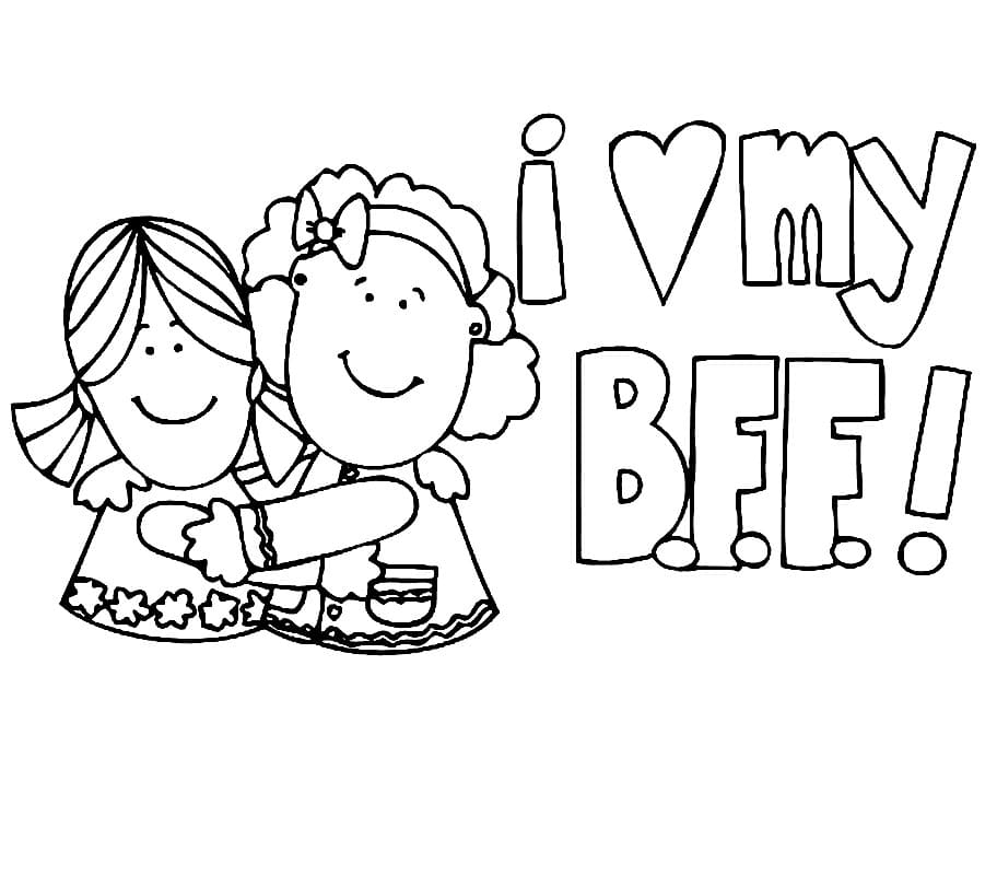 I Love My BFF Coloring Page