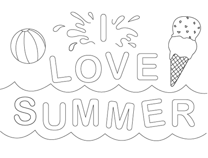 I Love Summer E029 Coloring Page