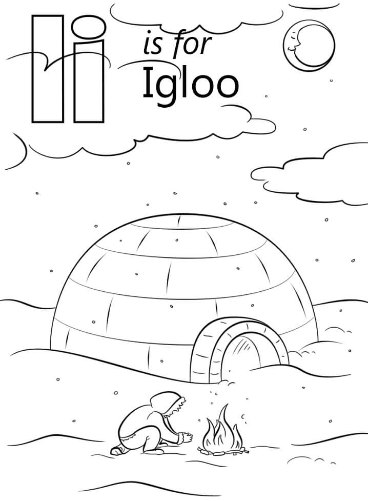 Igloo Letter I Coloring Page