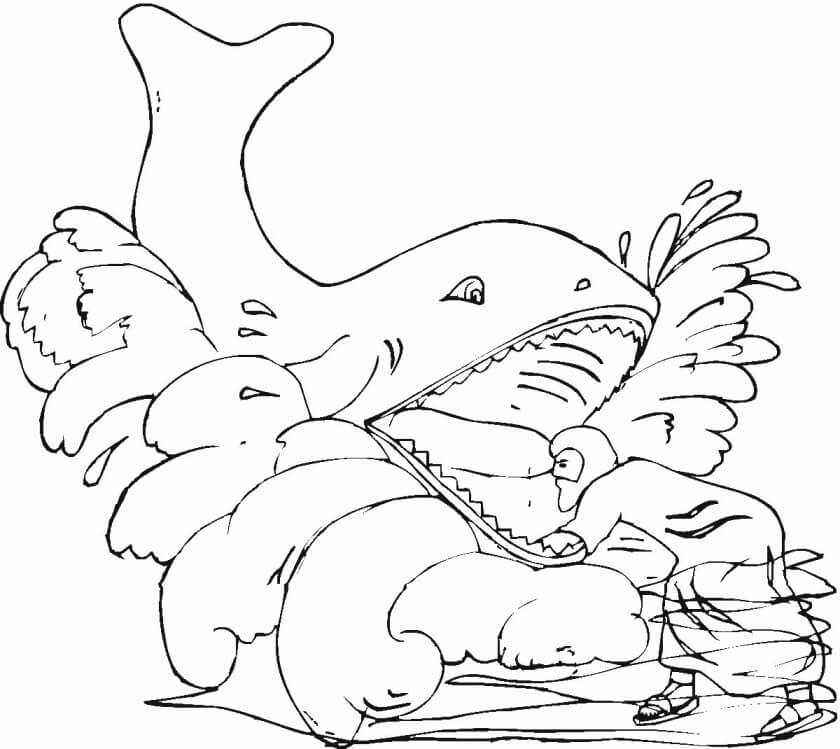 In The Mouth Of Whale Coloring Page