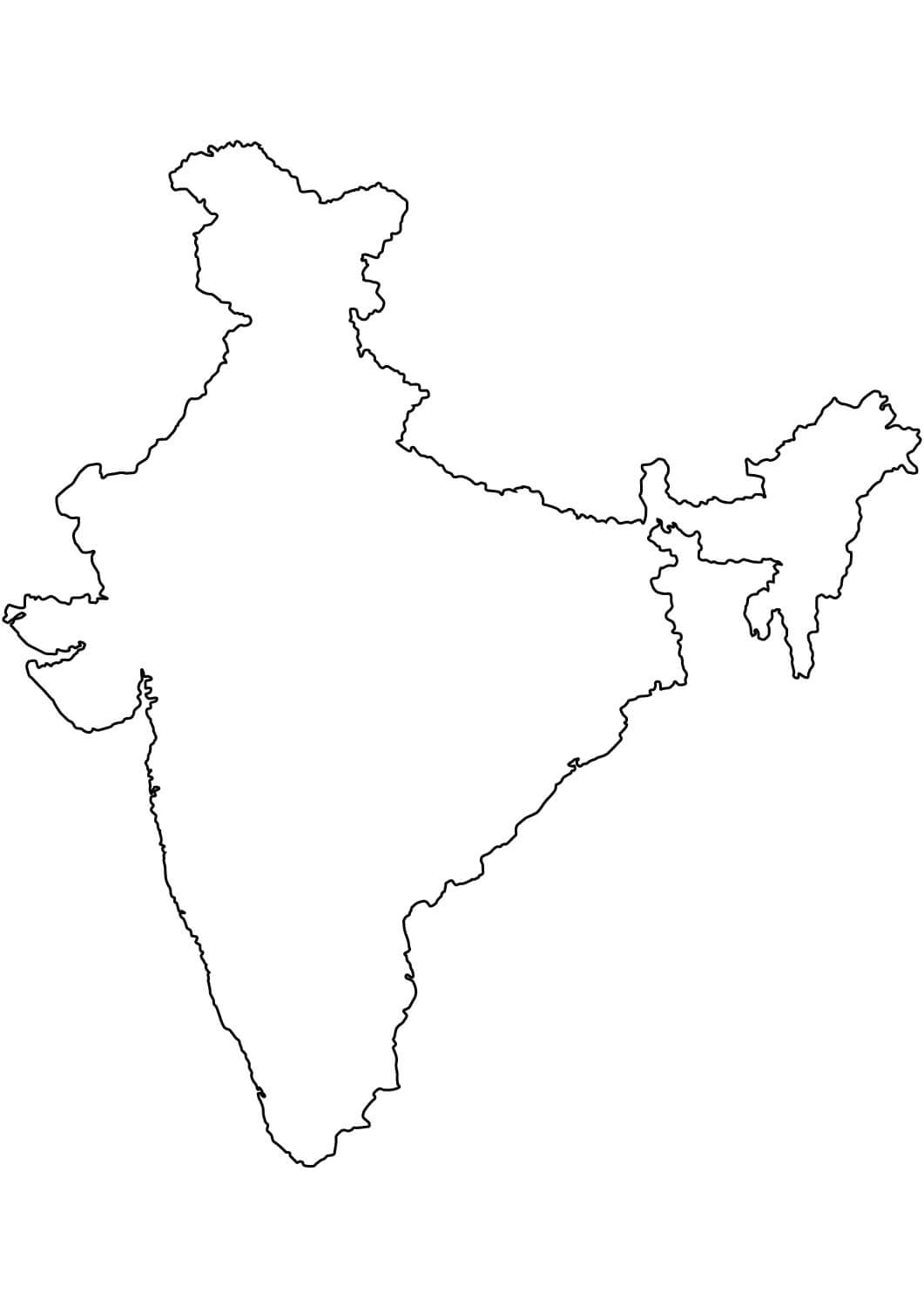 India Blank Outline Map