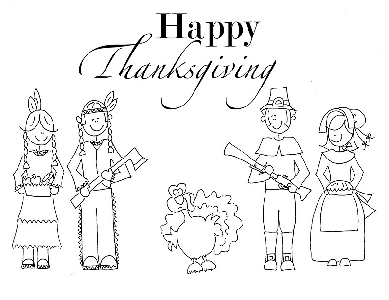 Indian And Pilgrim Family S Printable Thanksgivinga47f