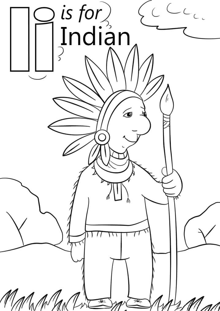 Indian Letter I Coloring Page