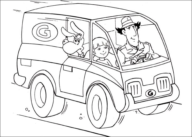 Inspector Gadget Driving Car Coloring Page