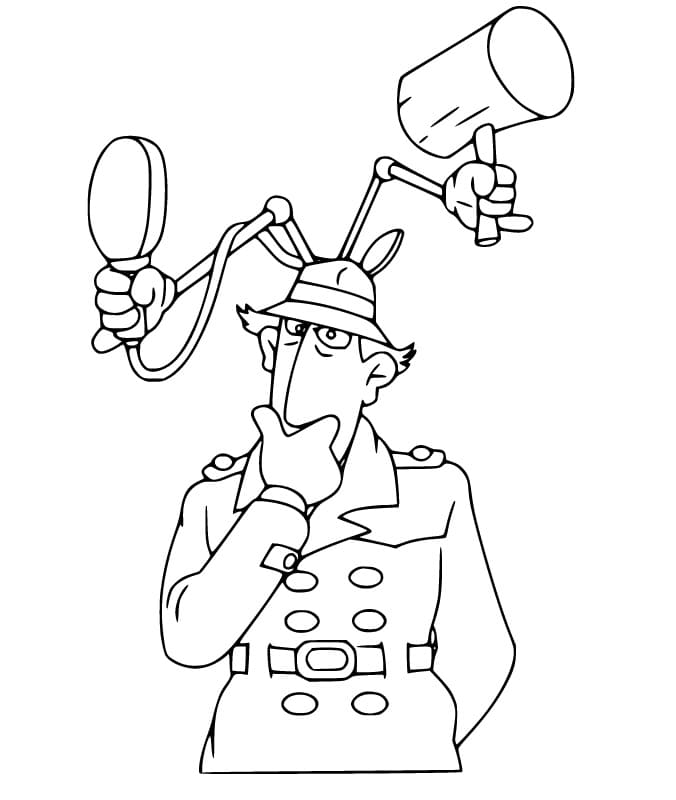 Inspector Gadget with Hammer Coloring Page