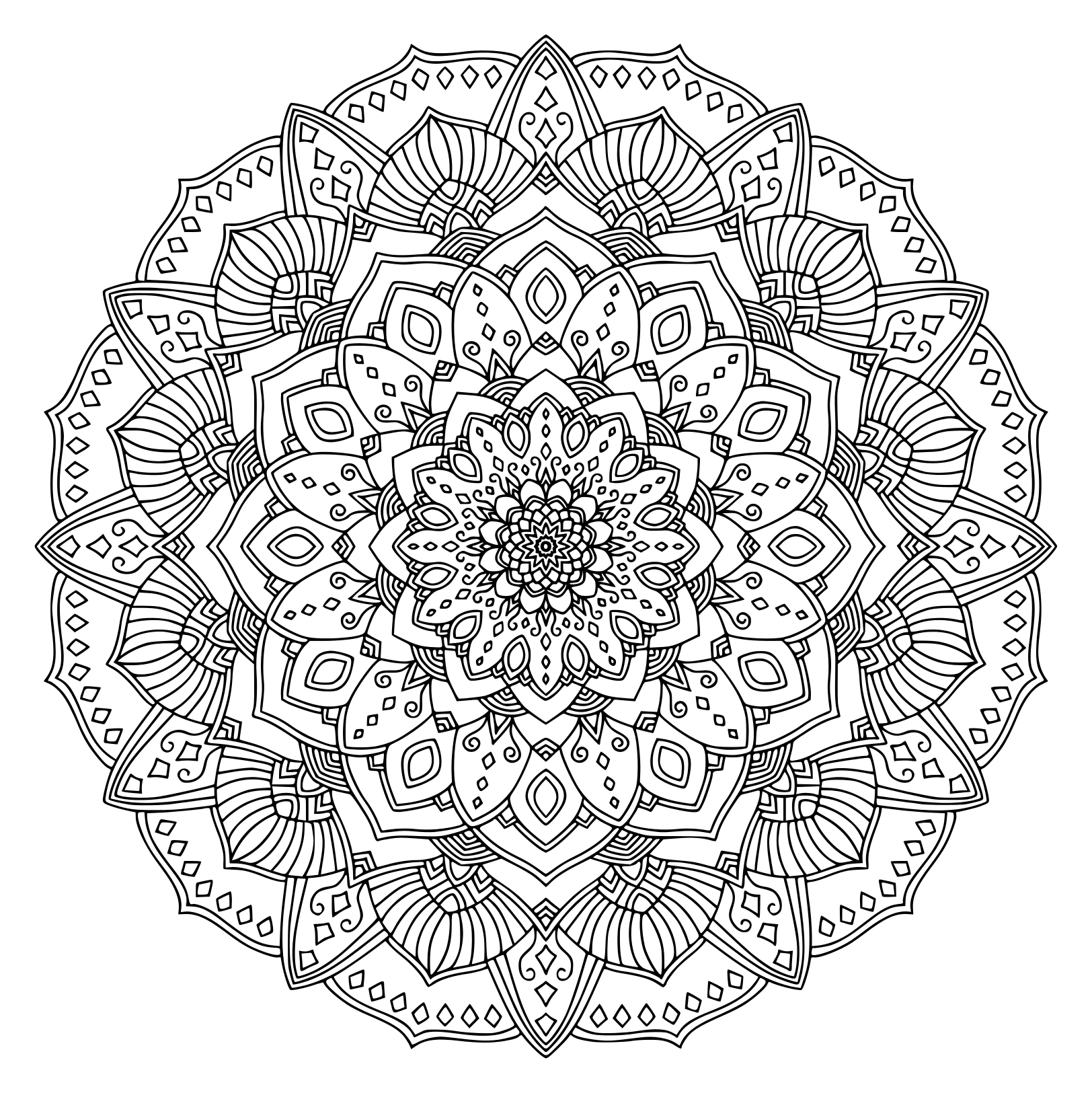Intricate Black Mandala Coloring Page