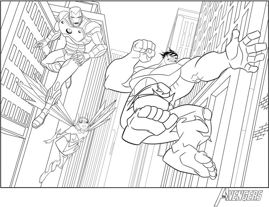 Iron Man Avengers Avec Hulk Superheros Coloring Page
