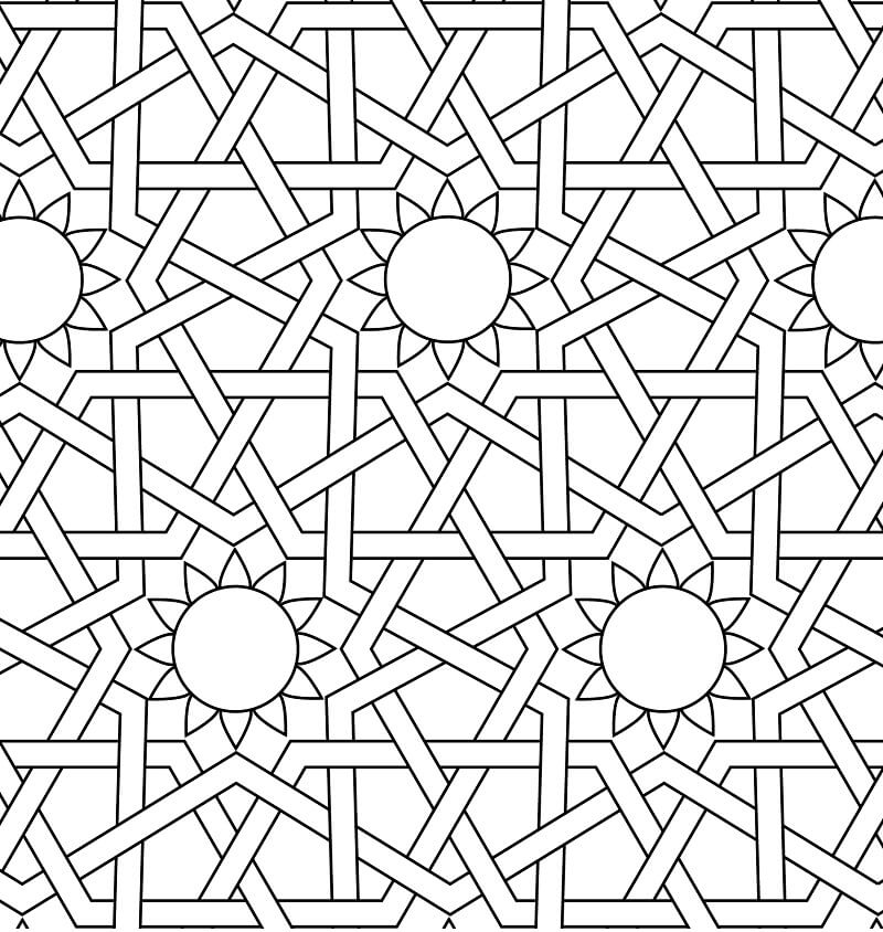 Islamic Ornament Mosaic Coloring Page