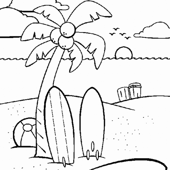 Island Coconut Treess Coloring Page