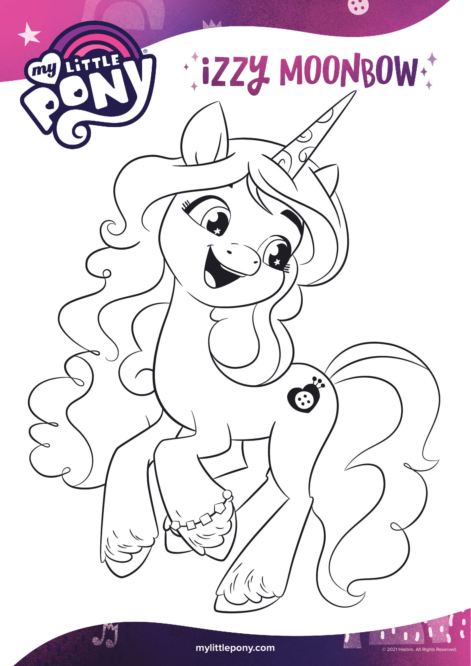 Izzy Moonbow Energetic Unicorn Mlp 5 Coloring Page