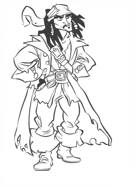 Jack Sparrow Pirates Of The Caribbean Coloring Page
