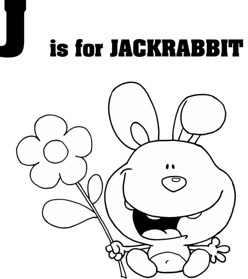 Jackrabbit Letter J Coloring Page