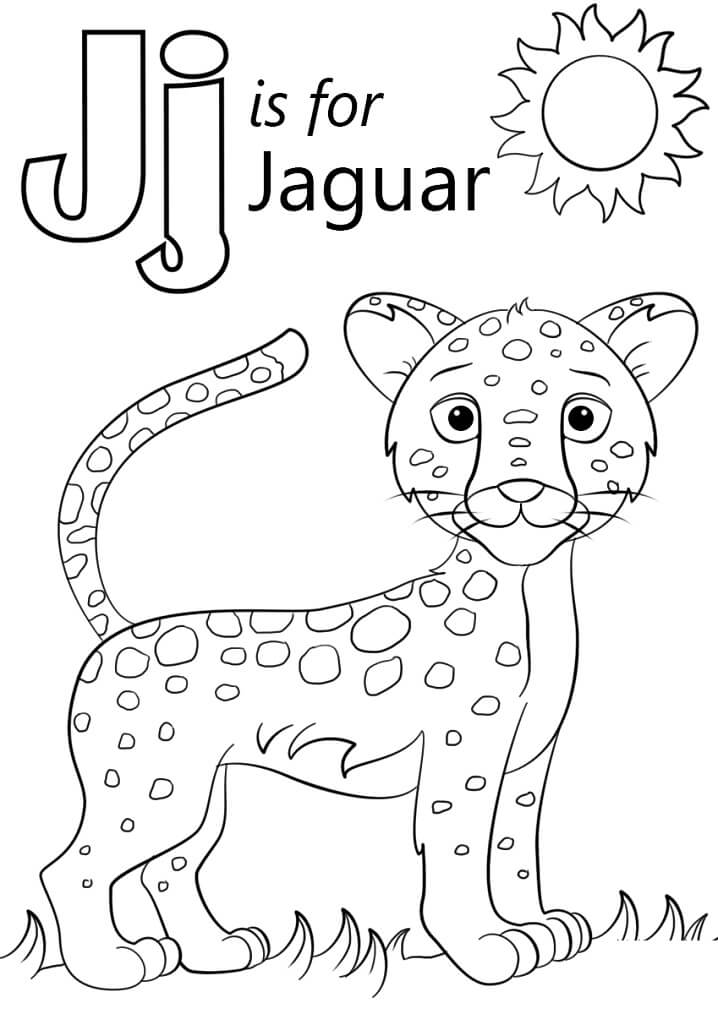 Jaguar Letter J Coloring Page
