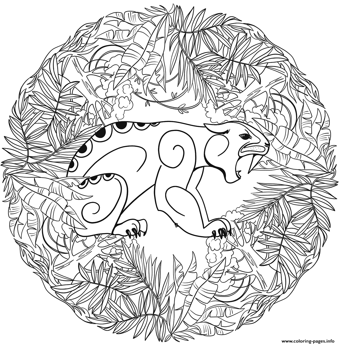 Jaguar Mandala Animal Coloring Page