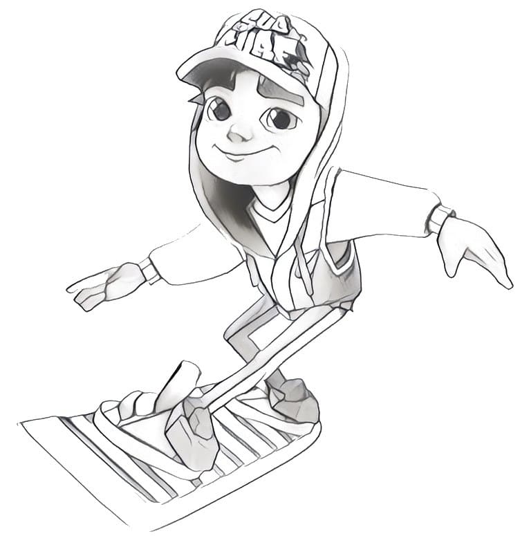 Jake and Subway Surfers Coloring Page