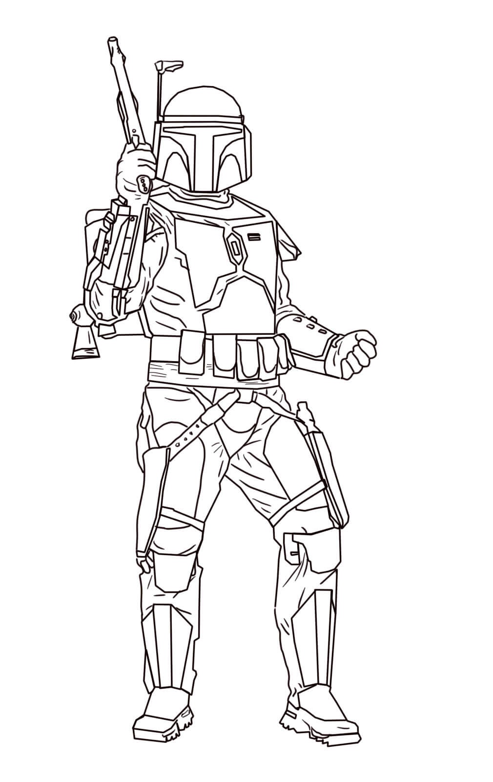 Jango Fett Star Wars Episode II Attack Of The Clones Coloring Page