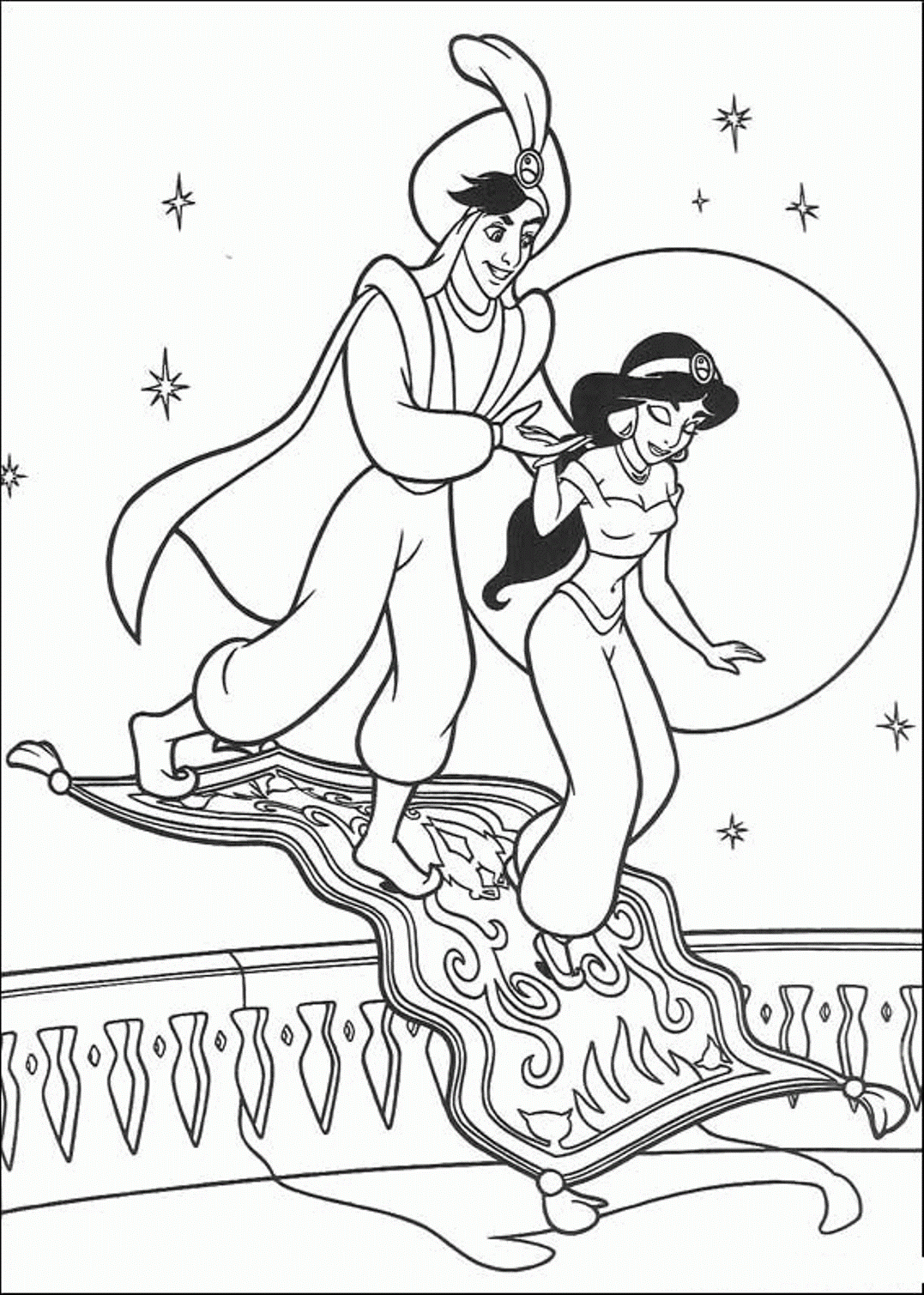 Jasmine And Aladdin  Free Disney3823 Coloring Page