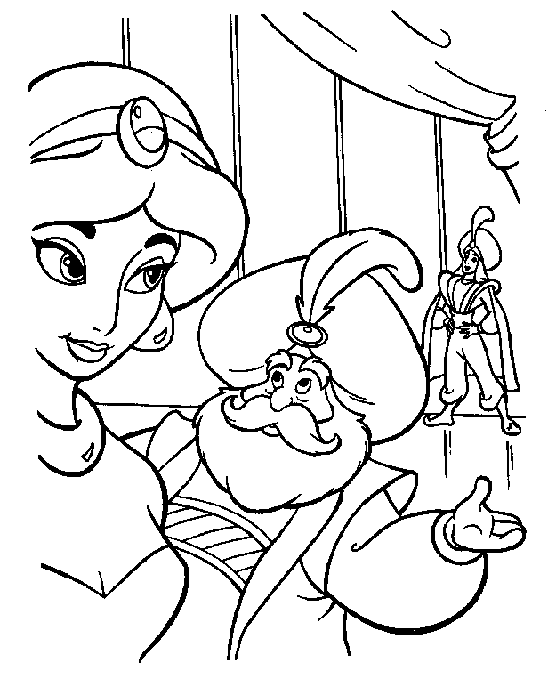 Jasmine And Her Father Disney S7622 Coloring Page