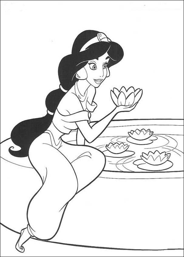 Jasmine At The Edge Of The Pool Disney S287a Coloring Page