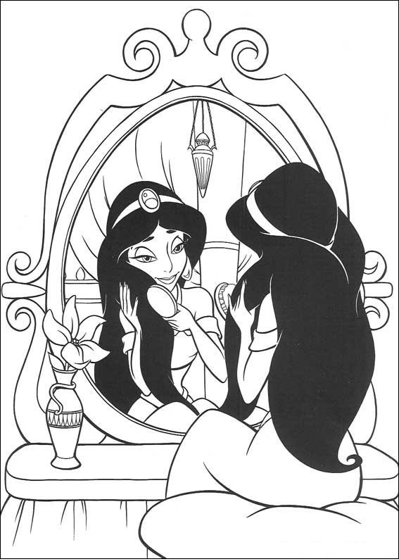 Jasmine Brushing Hair Disney Sc47d Coloring Page