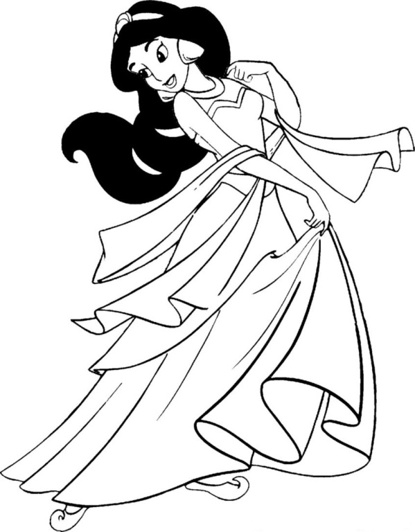 Jasmine In Beautiful Dress Disney Princess Sce6b Coloring Page