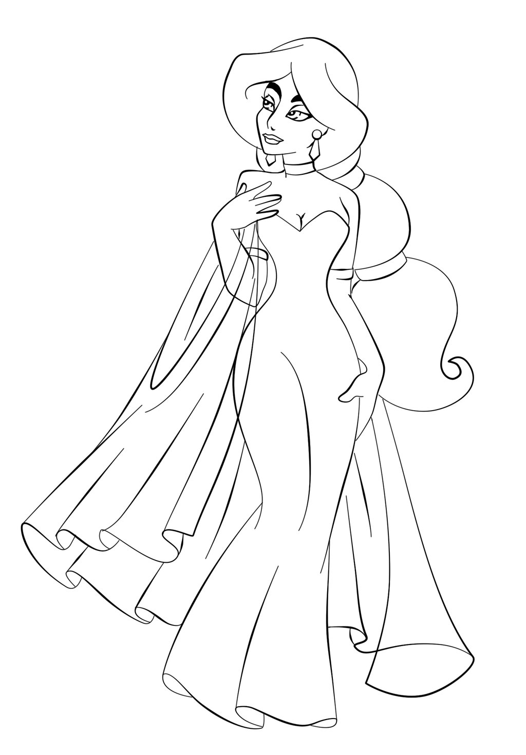 Jasmine In Wedding Dress Disney Princess S6993 Coloring Page