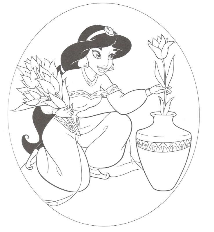 Jasmine Put Flowers In A Pot Disney Princess S2e63 Coloring Page