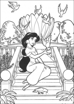 Jasmine Sitting On The Stair Disney Sced5 Coloring Page