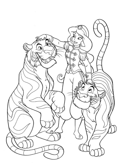 Jasmine Tamed Tigers Disney S53ce Coloring Page