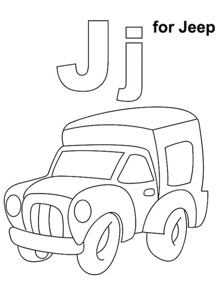 Jeep Letter J Coloring Page