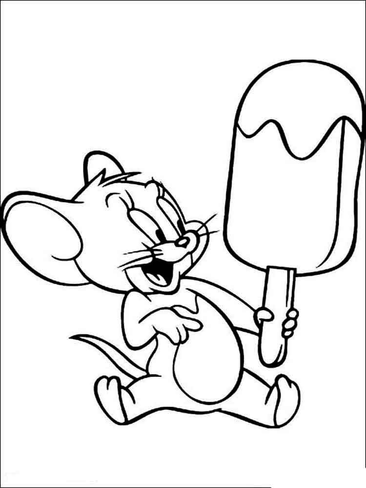 Jerry With Ice Cream Coloring Page