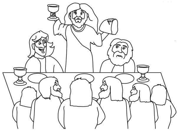 Jesus And His Disciples In The Last Supper Cool Coloring Page