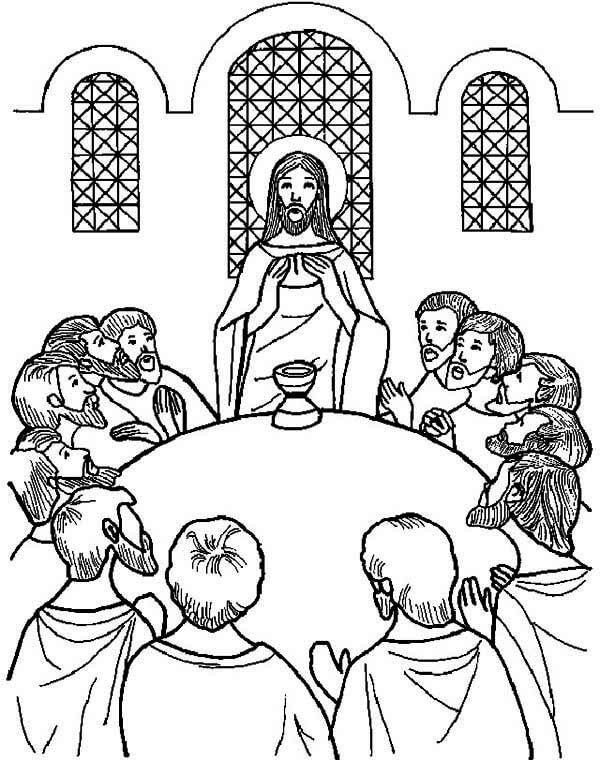 Jesus at the Last Supper Cool Coloring Page