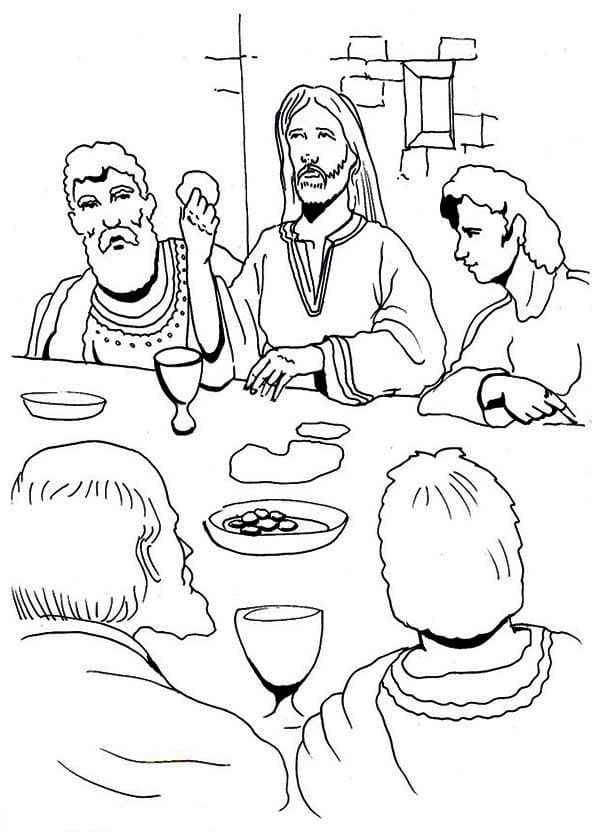 Jesus Eating in The Last Supper Cool Coloring Page
