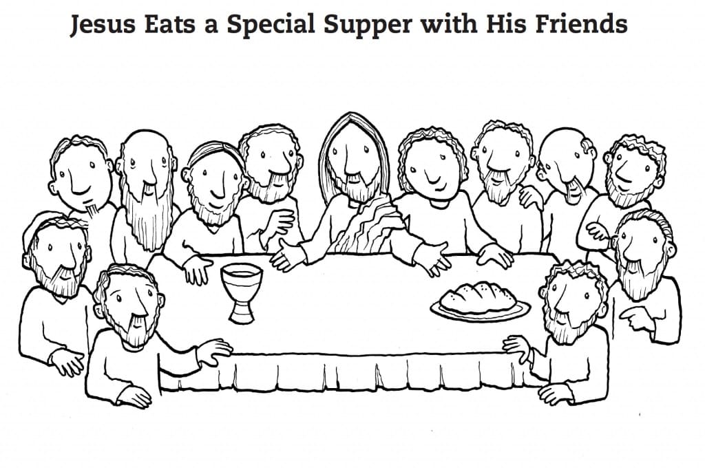 Jesus in Last Supper For Kids Coloring Page