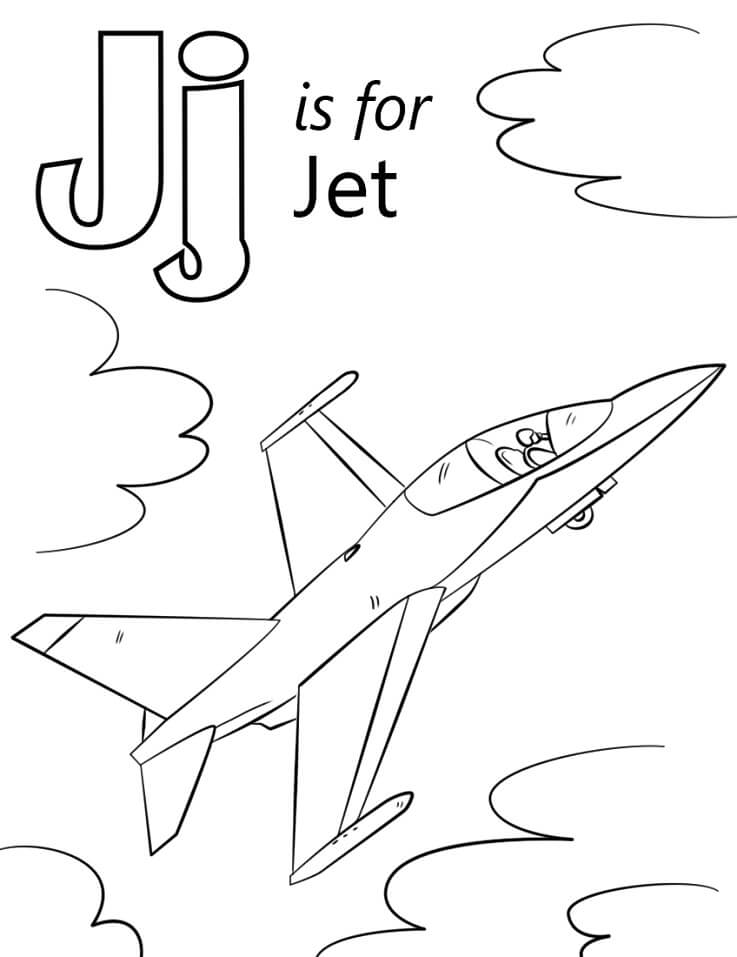 Jet Letter J Coloring Page